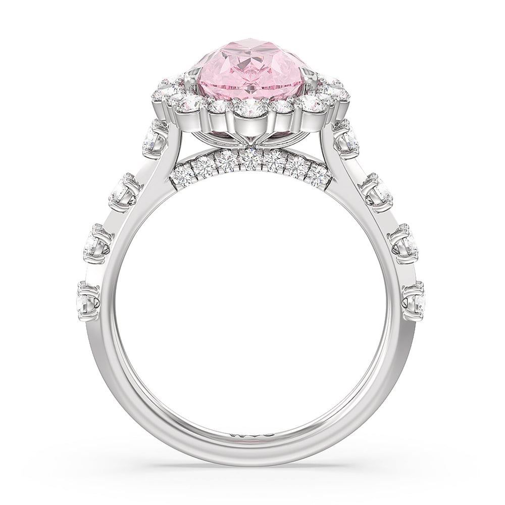 Pear Cut Fancy Intense Pink Pear Halo Ring with Lab Grown Diamond in 14KT Platinum view 2
