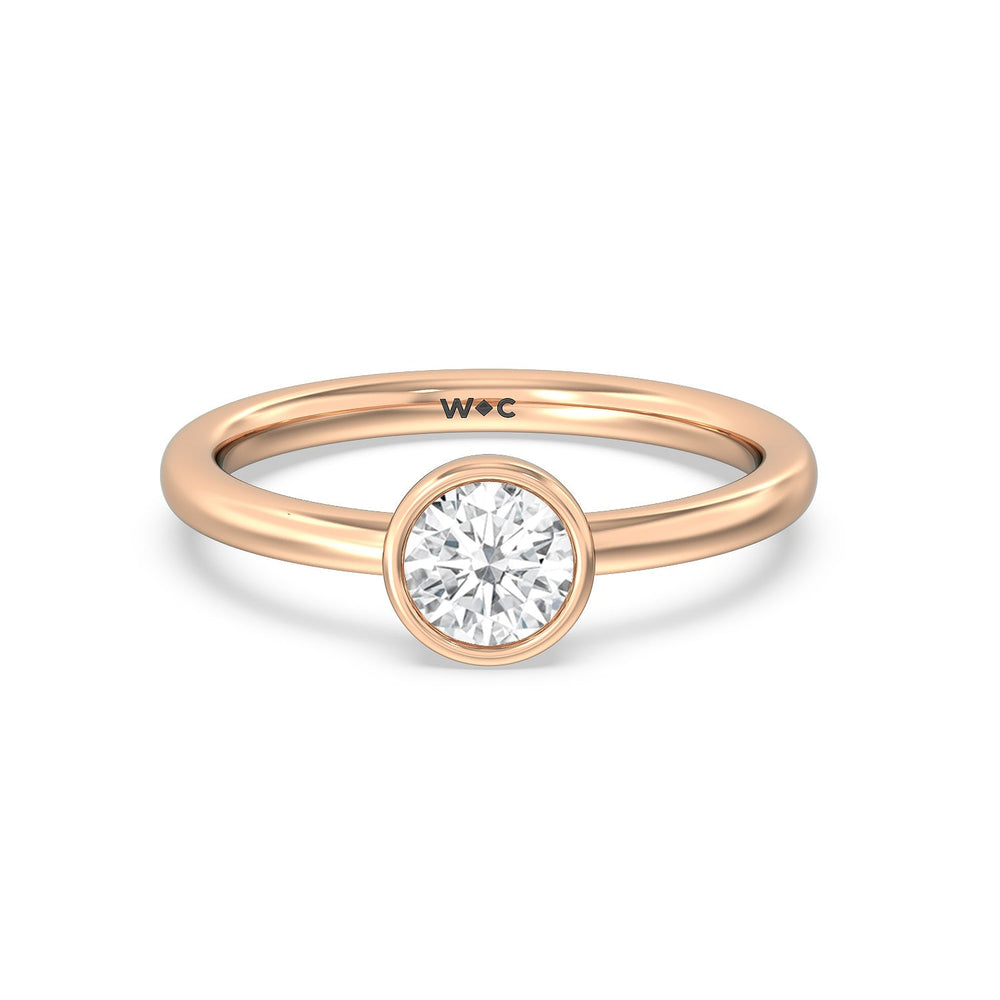 Round Bezel Stackable Ring with 14KT Rose Gold / Lab / 3/4 Cut Diamond in 14KT Rose Gold / Lab / 3/4 view 1
