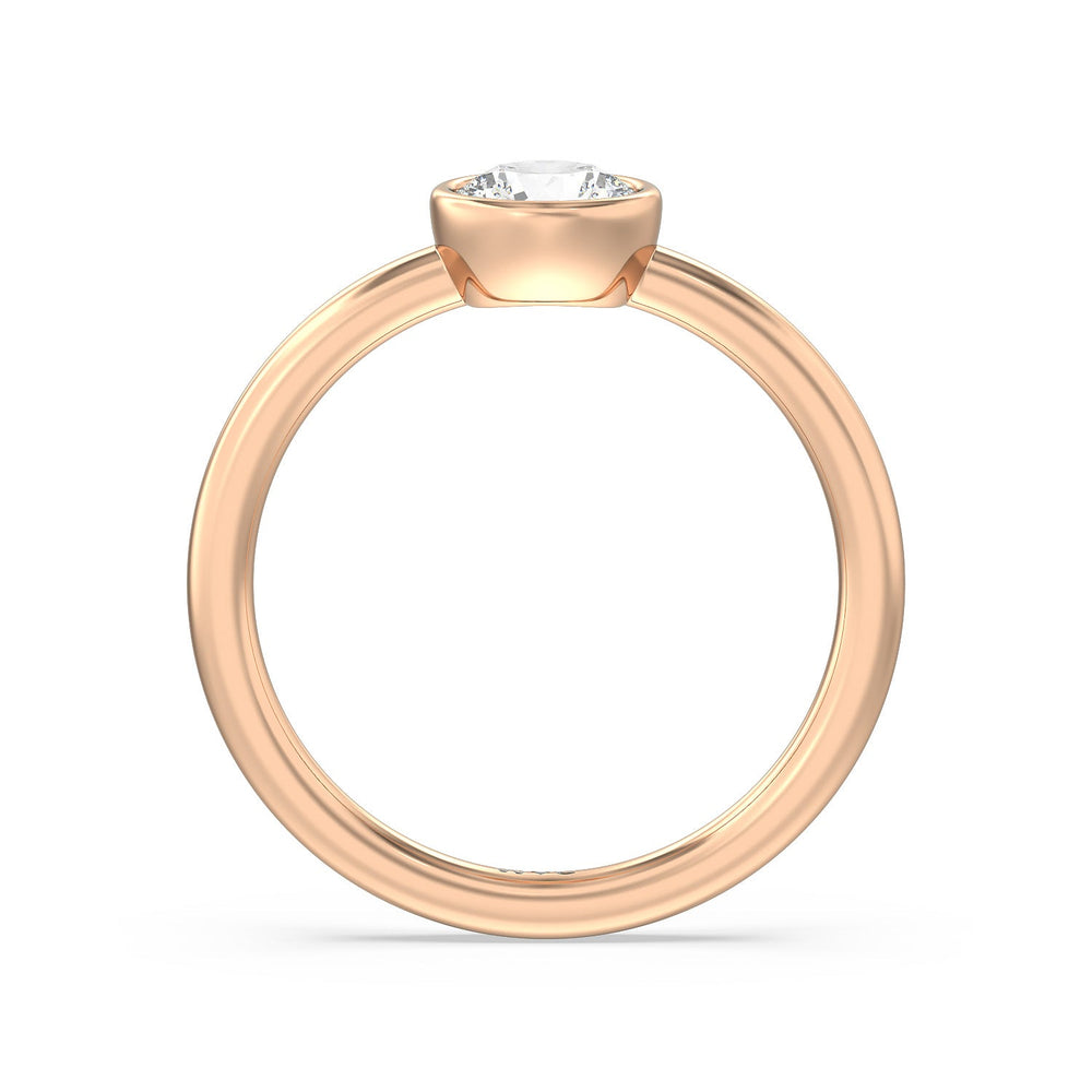 Round Bezel Stackable Ring with 14KT Rose Gold / Lab / 3/4 Cut Diamond in 14KT Rose Gold / Lab / 3/4 view 2
