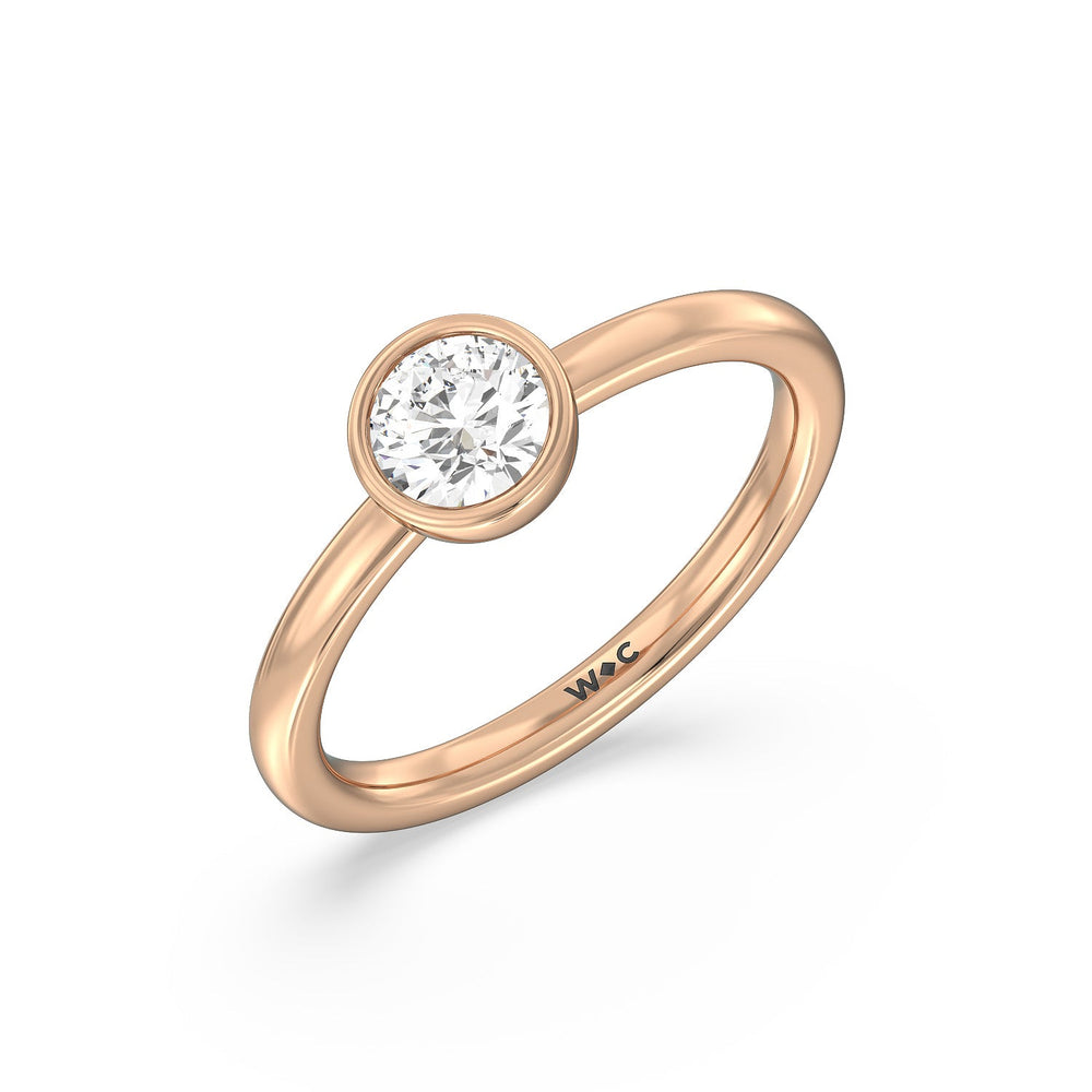 Round Bezel Stackable Ring with 14KT Rose Gold / Lab / 3/4 Cut Diamond in 14KT Rose Gold / Lab / 3/4 view 3
