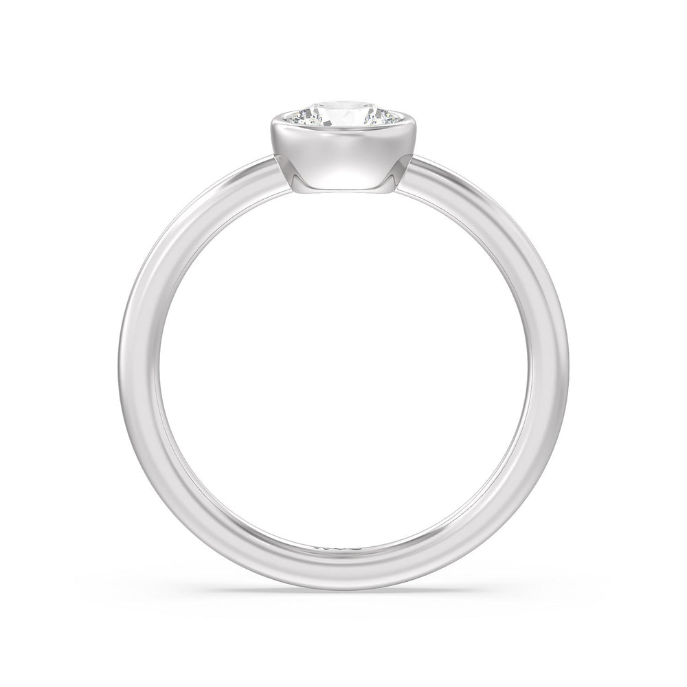 Round Bezel Stackable Ring with 14KT White Gold / Lab / 3/4 Cut Diamond in 14KT White Gold / Lab / 3/4 view 2
