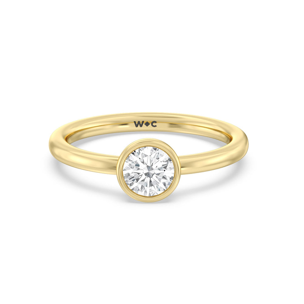 Round Bezel Stackable Ring Size 6.5 with 14KT Yellow Gold / Lab / 3/4 Cut Diamond in 14KT Yellow Gold / Lab / 3/4 view 1

