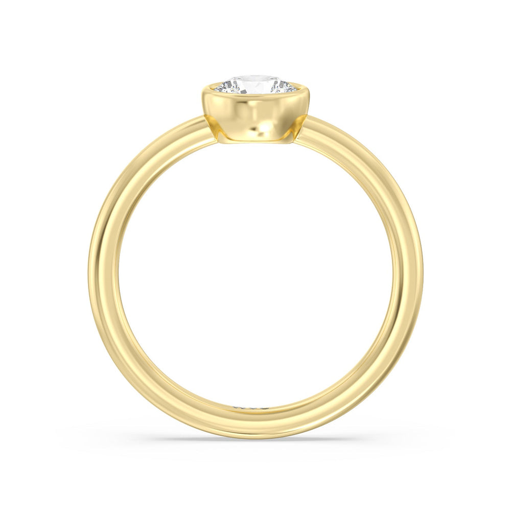 Round Bezel Stackable Ring Size 6.5 with 14KT Yellow Gold / Lab / 3/4 Cut Diamond in 14KT Yellow Gold / Lab / 3/4 view 2
