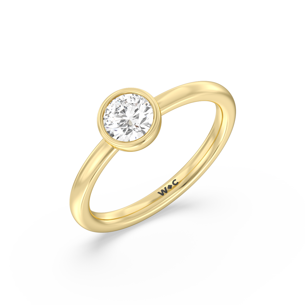 Round Bezel Stackable Ring Size 6.5 with 14KT Yellow Gold / Lab / 3/4 Cut Diamond in 14KT Yellow Gold / Lab / 3/4 view 3
