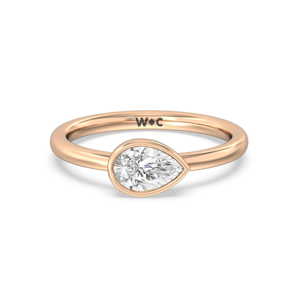 Pear Bezel Stackable Ring with 14KT Rose Gold / Lab / 3/4 Cut Diamond in 14KT Rose Gold / Lab / 3/4 view 1

