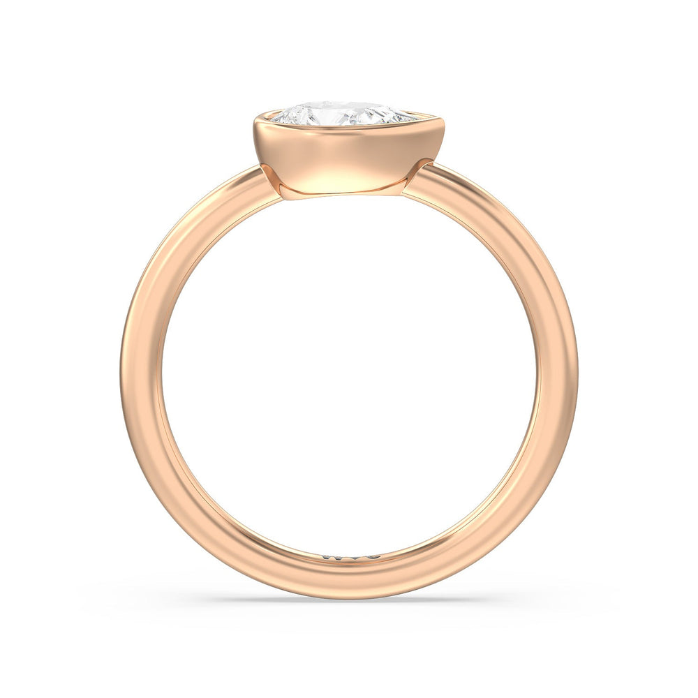 Pear Bezel Stackable Ring with 14KT Rose Gold / Lab / 3/4 Cut Diamond in 14KT Rose Gold / Lab / 3/4 view 2
