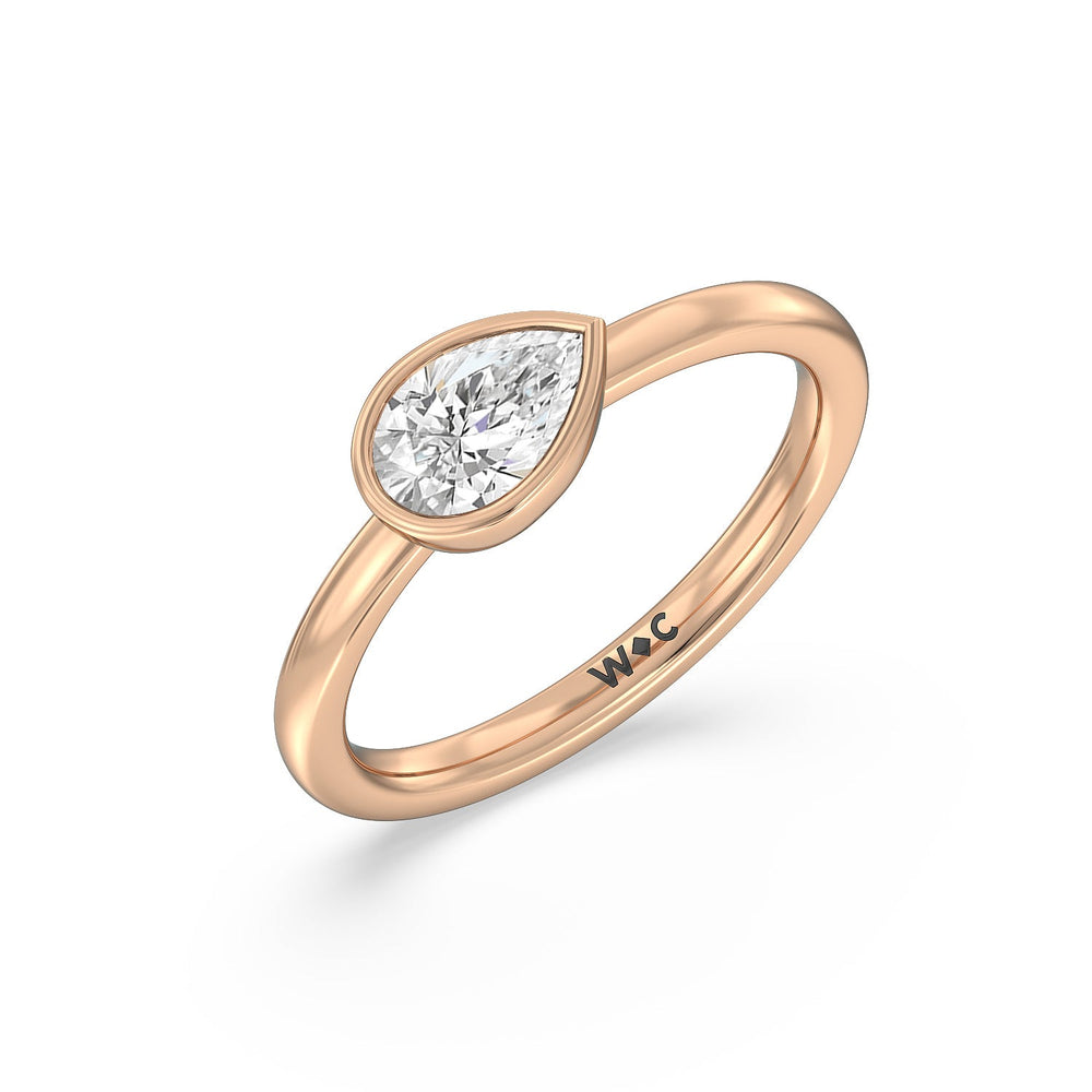 Pear Bezel Stackable Ring with 14KT Rose Gold / Lab / 3/4 Cut Diamond in 14KT Rose Gold / Lab / 3/4 view 3
