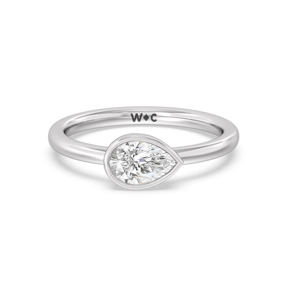 Pear Bezel Stackable Ring with 14KT White Gold / Lab / 3/4 Cut Diamond in 14KT White Gold / Lab / 3/4 view 1
