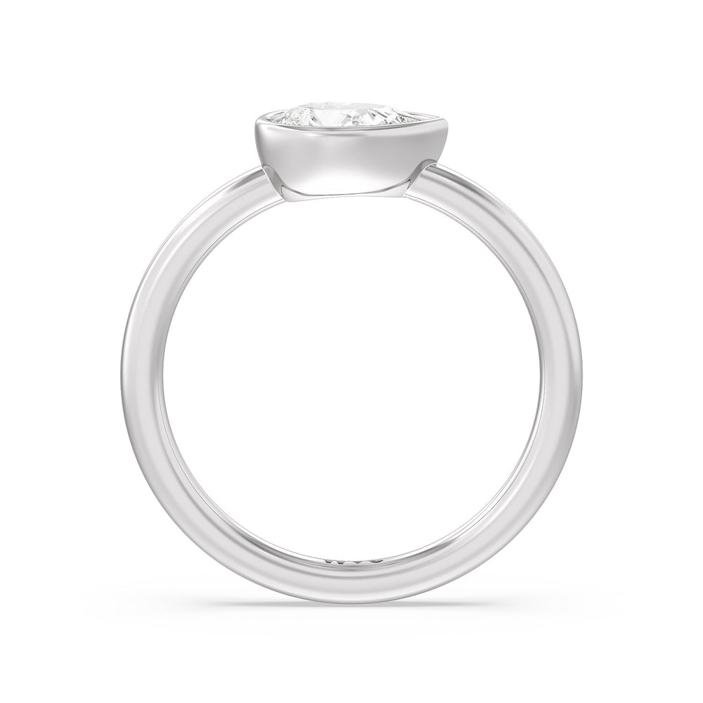 Pear Bezel Stackable Ring with 14KT White Gold / Lab / 3/4 Cut Diamond in 14KT White Gold / Lab / 3/4 view 2
