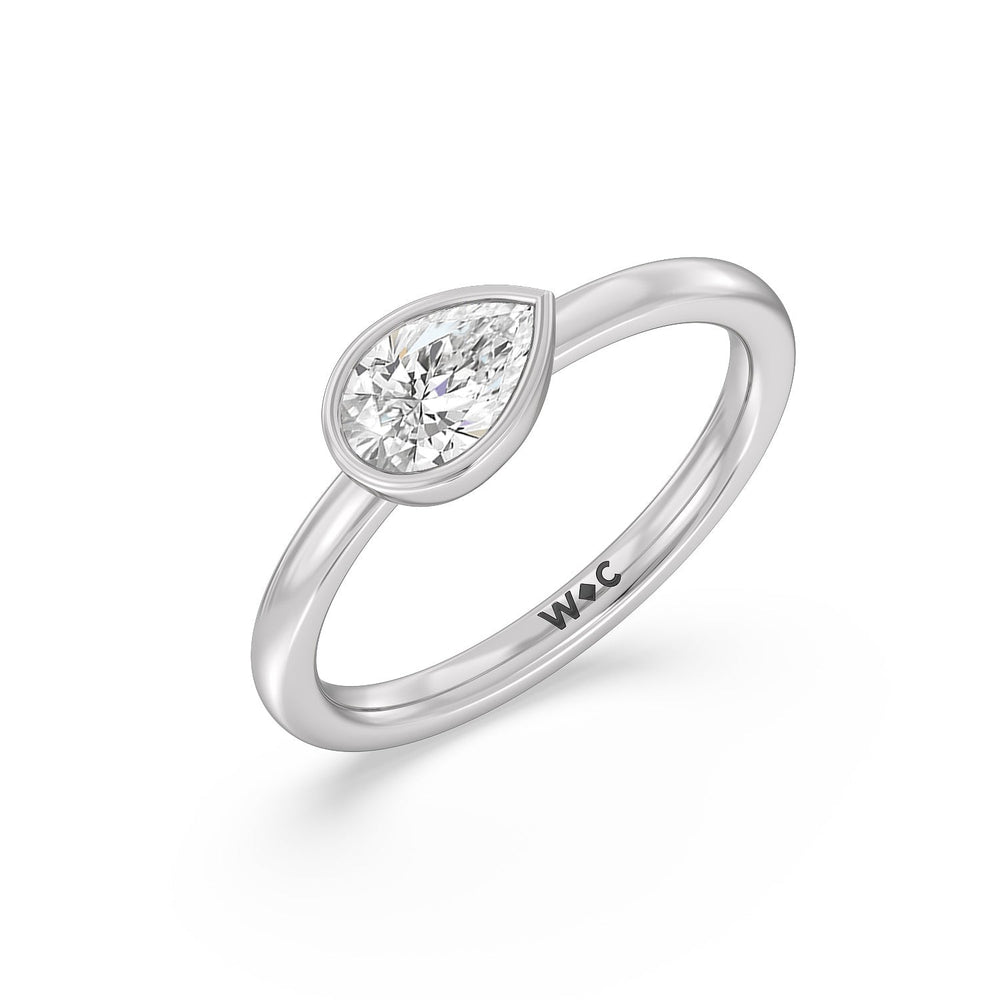 Pear Bezel Stackable Ring with 14KT White Gold / Lab / 3/4 Cut Diamond in 14KT White Gold / Lab / 3/4 view 3
