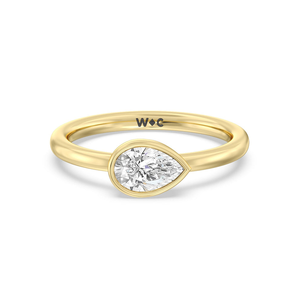 Pear Bezel Stackable Ring with 14KT Yellow Gold / Lab / 3/4 Cut Diamond in 14KT Yellow Gold / Lab / 3/4 view 1
