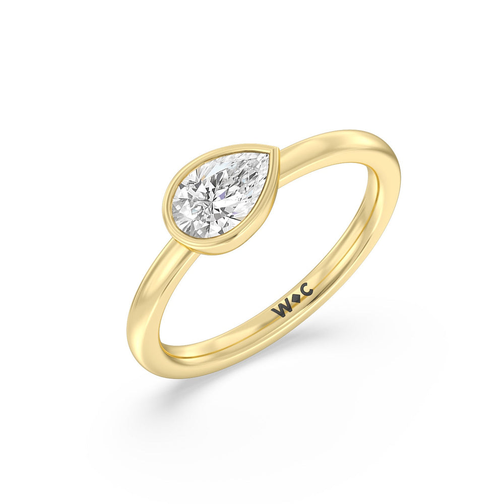Pear Bezel Stackable Ring with 14KT Yellow Gold / Lab / 3/4 Cut Diamond in 14KT Yellow Gold / Lab / 3/4 view 3
