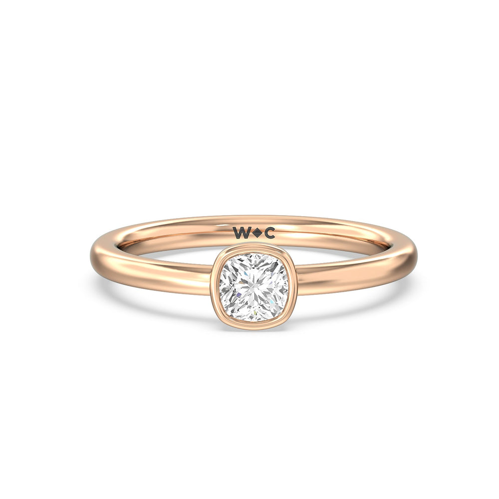 Cushion Bezel Stackable Ring with 14KT Rose Gold / Lab / 1/2 Cut Diamond in 14KT Rose Gold / Lab / 1/2 view 1
