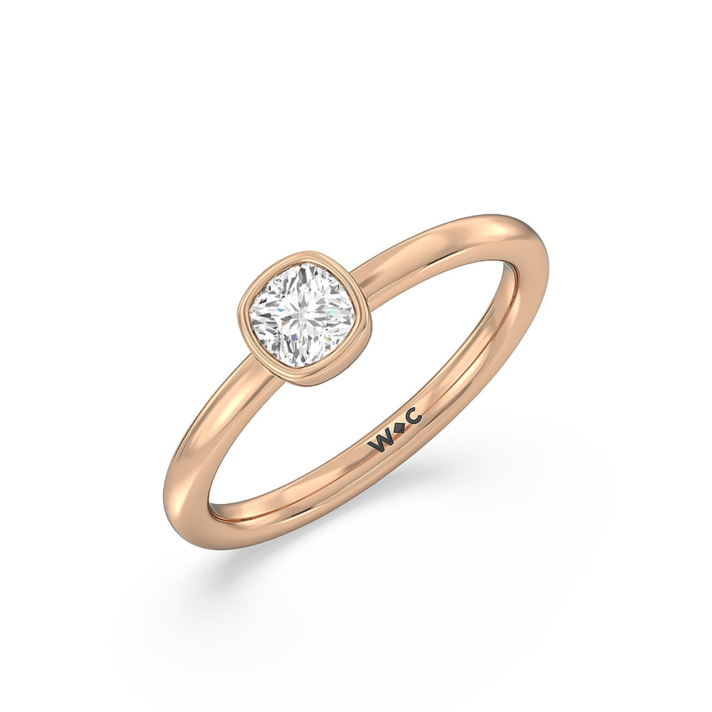 Cushion Bezel Stackable Ring with 14KT Rose Gold / Lab / 1/2 Cut Diamond in 14KT Rose Gold / Lab / 1/2 view 3
