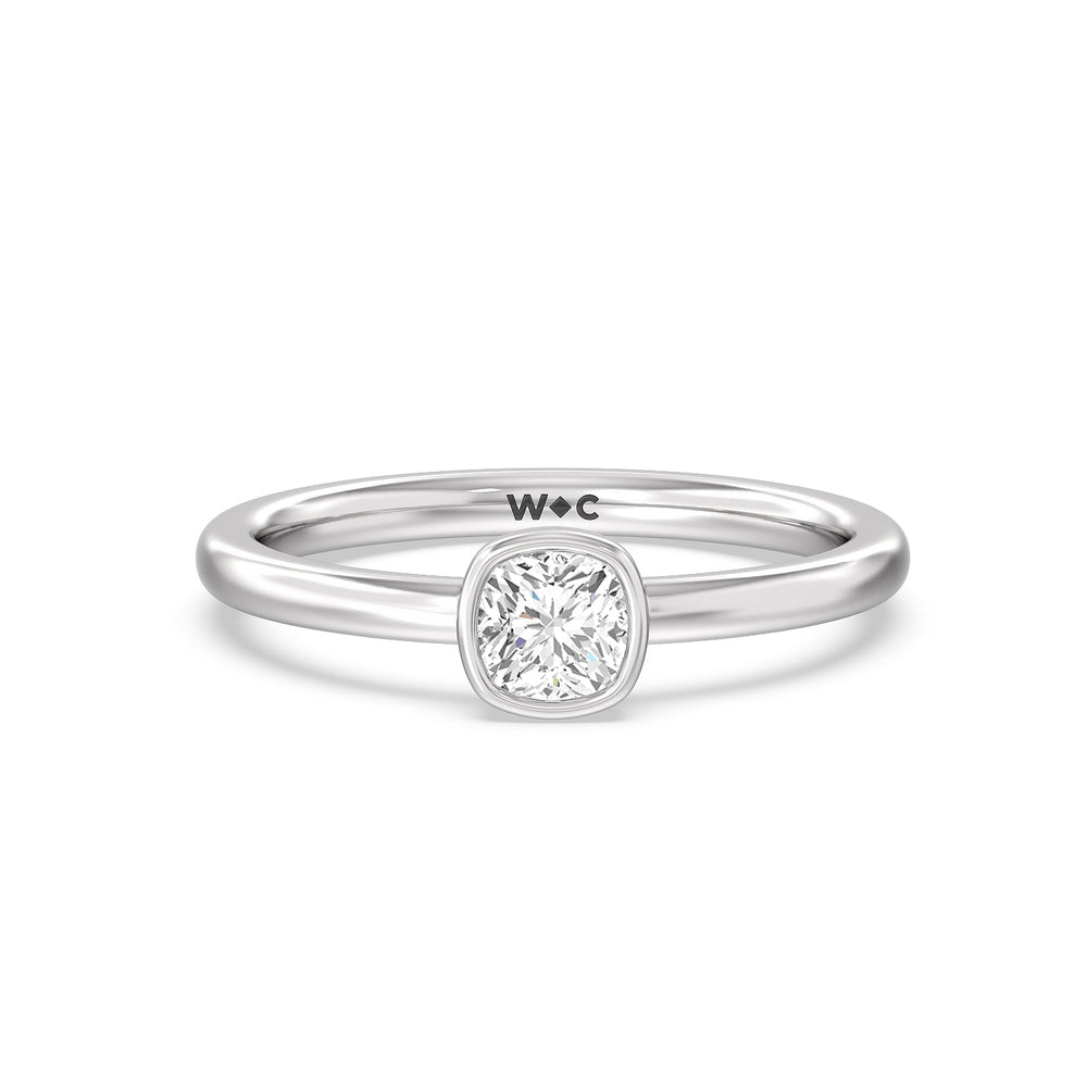 Cushion Bezel Stackable Ring with 14KT White Gold / Lab / 1/2 Cut Diamond in 14KT White Gold / Lab / 1/2 view 1
