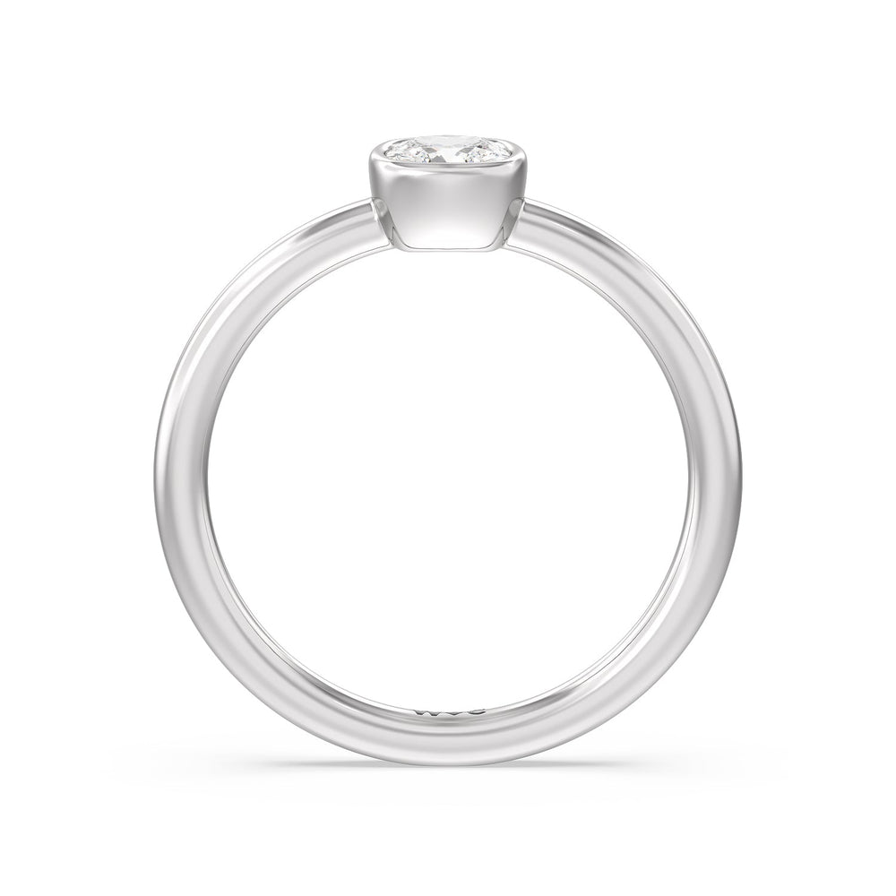 Cushion Bezel Stackable Ring with 14KT White Gold / Lab / 1/2 Cut Diamond in 14KT White Gold / Lab / 1/2 view 2
