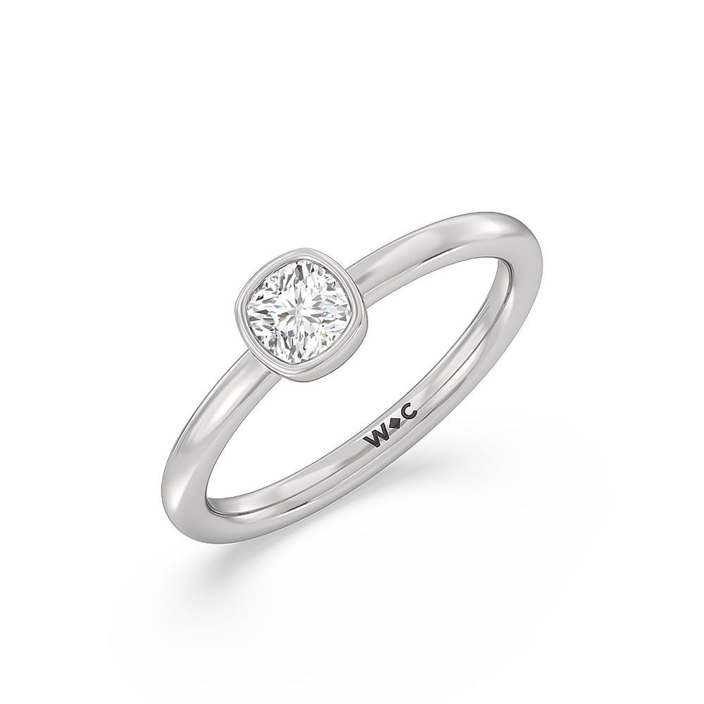 Cushion Bezel Stackable Ring with 14KT White Gold / Lab / 1/2 Cut Diamond in 14KT White Gold / Lab / 1/2 view 3
