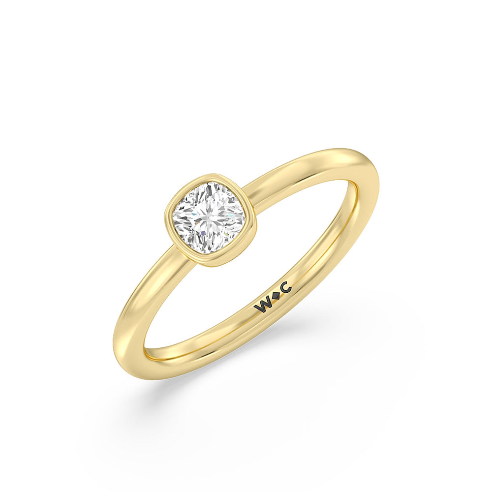 Cushion Bezel Stackable Ring with 14KT Yellow Gold / Lab / 1/2 Cut Diamond in 14KT Yellow Gold / Lab / 1/2 view 3
