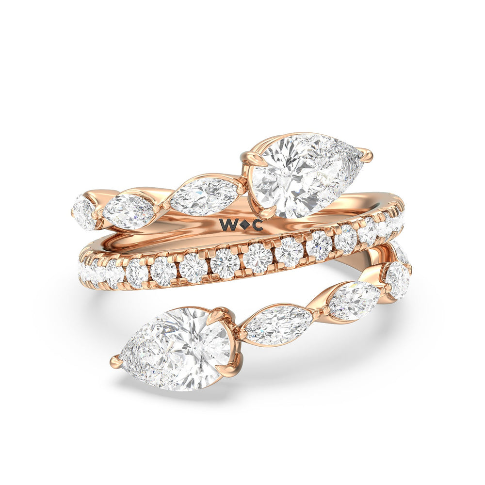 Toi et Moi Three Row Fashion Ring with 14KT Rose Gold / Lab / 3 1/2 Cut Diamond in 14KT Rose Gold / Lab / 3 1/2 view 1
