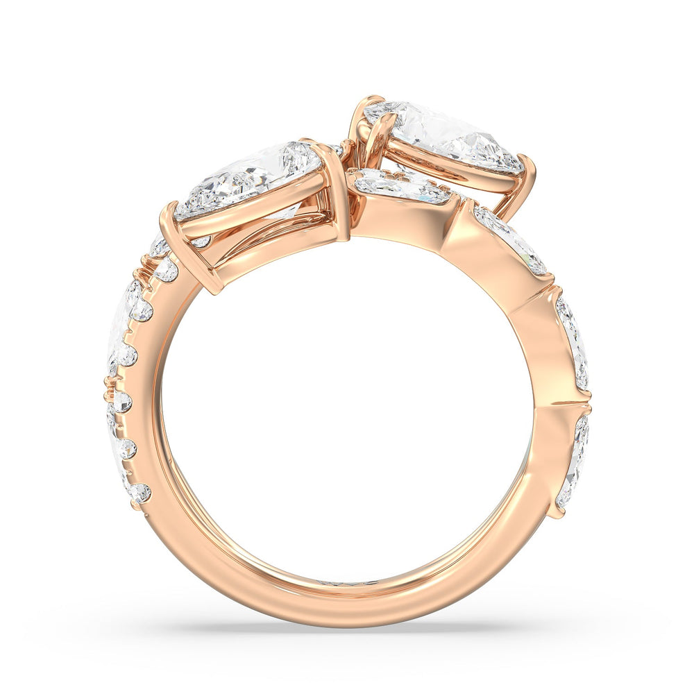 Toi et Moi Three Row Fashion Ring with 14KT Rose Gold / Lab / 3 1/2 Cut Diamond in 14KT Rose Gold / Lab / 3 1/2 view 2
