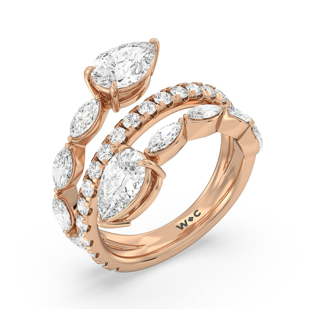 Toi et Moi Three Row Fashion Ring with 14KT Rose Gold / Lab / 3 1/2 Cut Diamond in 14KT Rose Gold / Lab / 3 1/2 view 3
