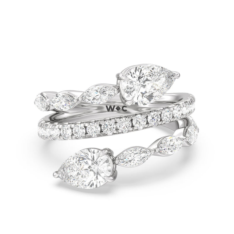 Toi et Moi Three Row Fashion Ring
