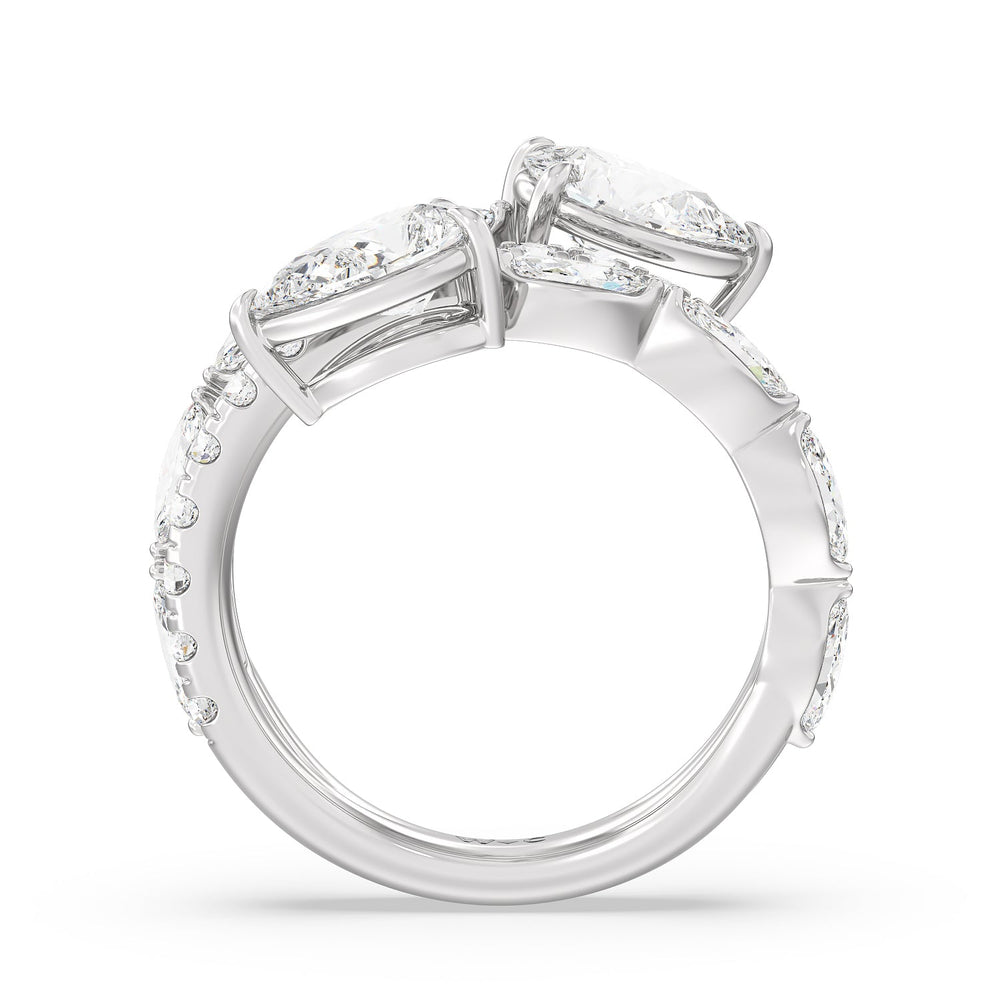 Toi et Moi Three Row Fashion Ring Size 4.75 with 14KT White Gold / Lab / 3 1/2 Cut Diamond in 14KT White Gold / Lab / 3 1/2 view 2
