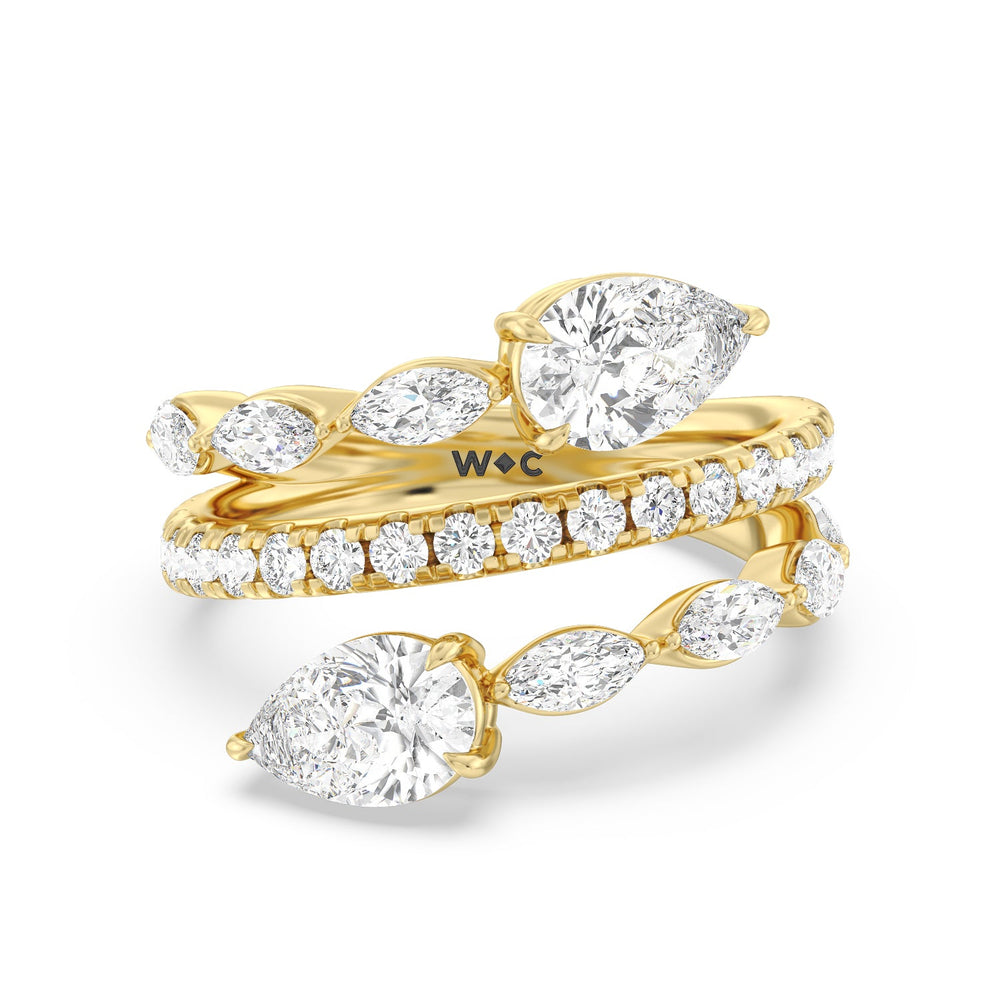 Toi et Moi Three Row Fashion Ring with 14KT Yellow Gold / Lab / 3 1/2 Cut Diamond in 14KT Yellow Gold / Lab / 3 1/2 view 1
