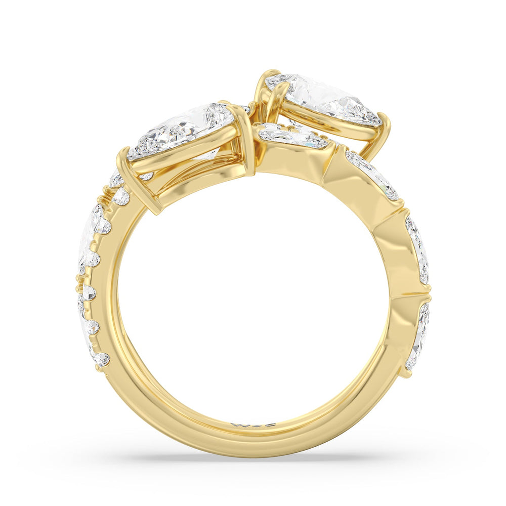 Toi et Moi Three Row Fashion Ring with 14KT Yellow Gold / Lab / 3 1/2 Cut Diamond in 14KT Yellow Gold / Lab / 3 1/2 view 2
