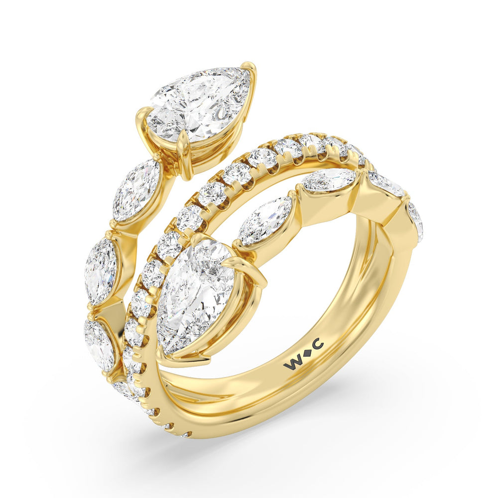 Toi et Moi Three Row Fashion Ring with 14KT Yellow Gold / Lab / 3 1/2 Cut Diamond in 14KT Yellow Gold / Lab / 3 1/2 view 3
