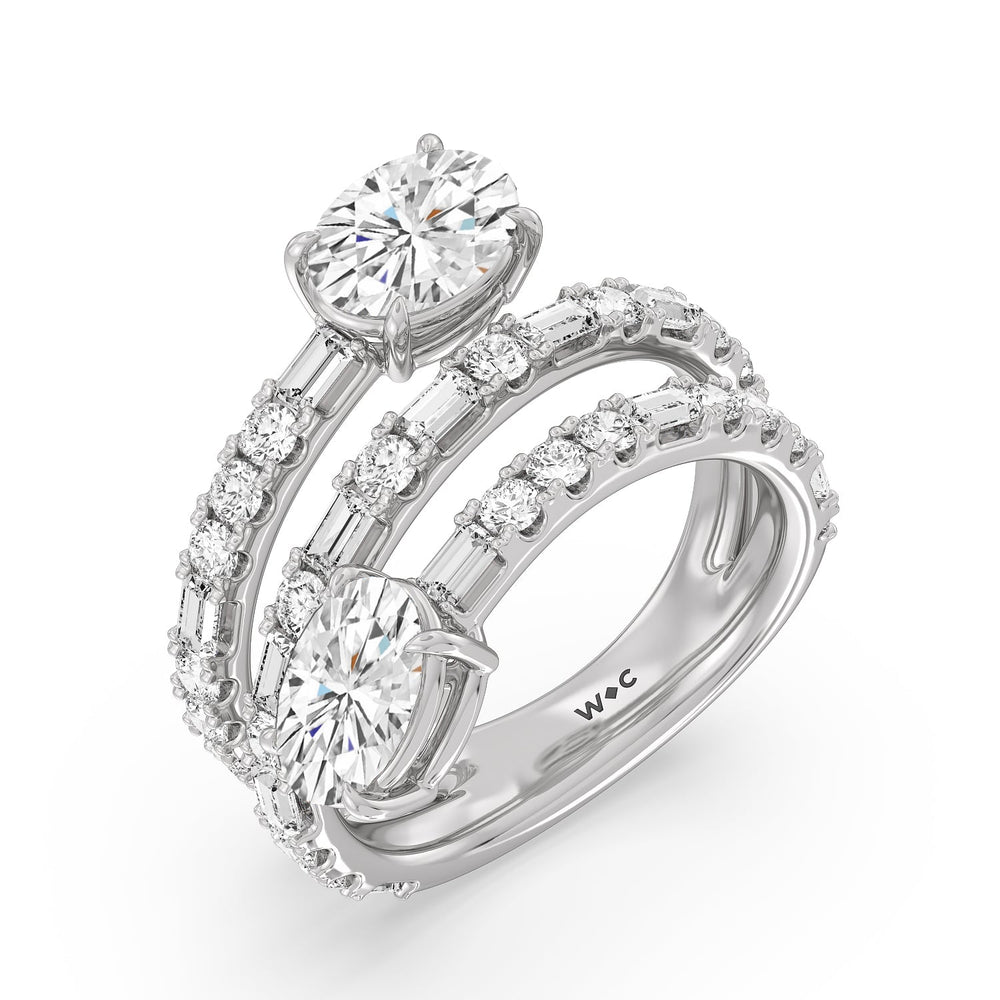 modern diamond dress rings Kinsley Contemporary Round Halo Twist Diamond Engagement Ring