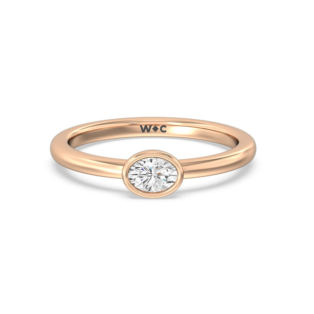 Oval Bezel Stackable Ring with 14KT Rose Gold / Lab / 1/3 Cut Diamond in 14KT Rose Gold / Lab / 1/3 view 1
