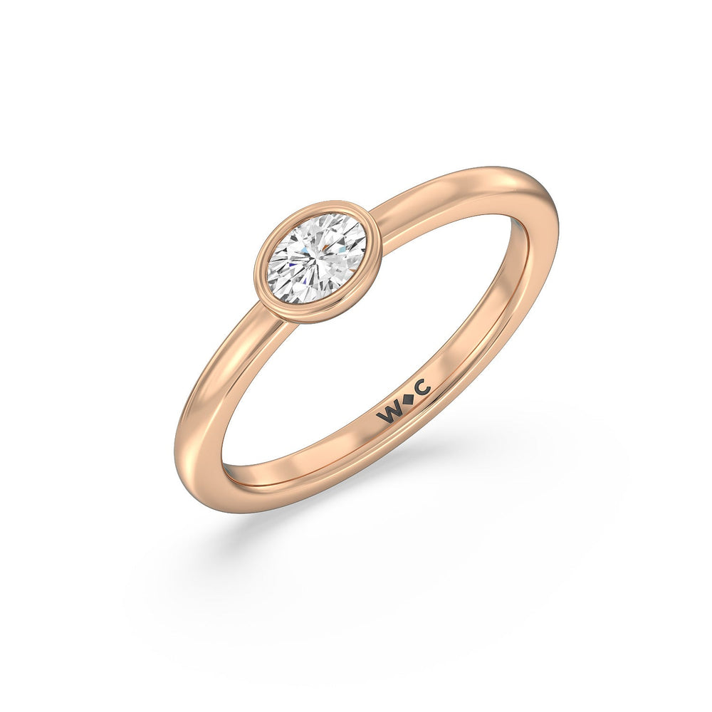 Oval Bezel Stackable Ring with 14KT Rose Gold / Lab / 1/3 Cut Diamond in 14KT Rose Gold / Lab / 1/3 view 3
