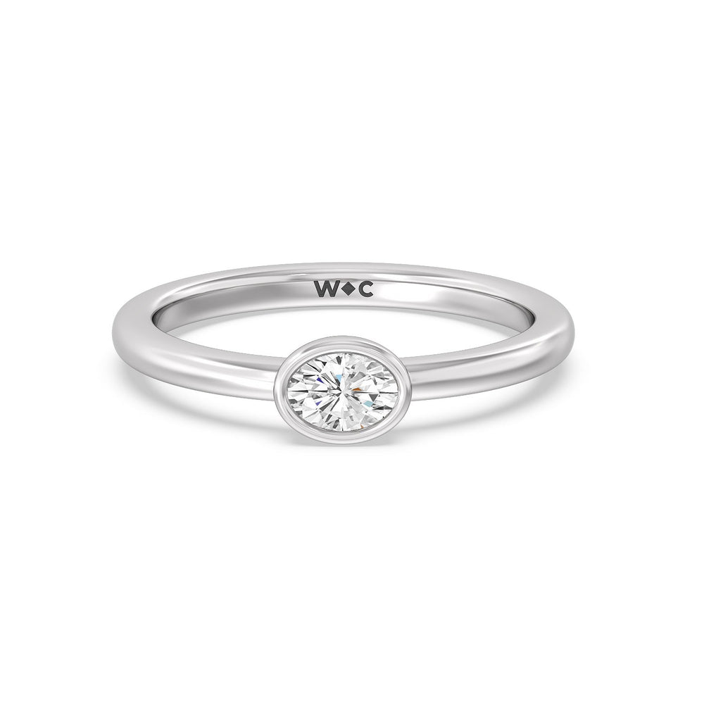 Oval Bezel Stackable Ring with 14KT White Gold / Lab / 1/3 Cut Diamond in 14KT White Gold / Lab / 1/3 view 1
