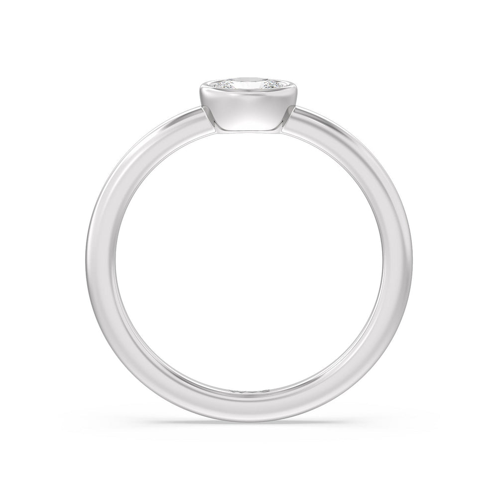 Oval Bezel Stackable Ring with 14KT White Gold / Lab / 1/3 Cut Diamond in 14KT White Gold / Lab / 1/3 view 2
