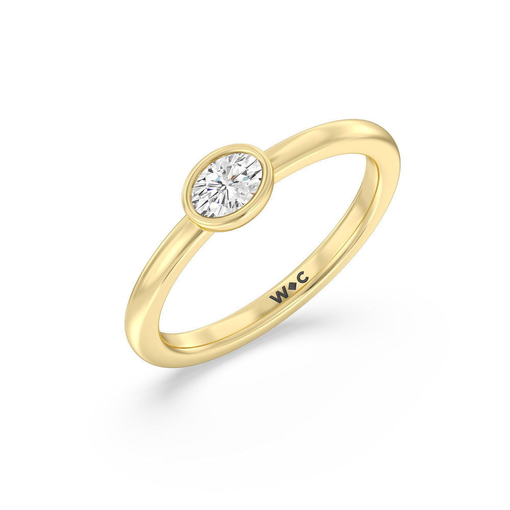 Oval Bezel Stackable Ring with 14KT Yellow Gold / Lab / 1/3 Cut Diamond in 14KT Yellow Gold / Lab / 1/3 view 3
