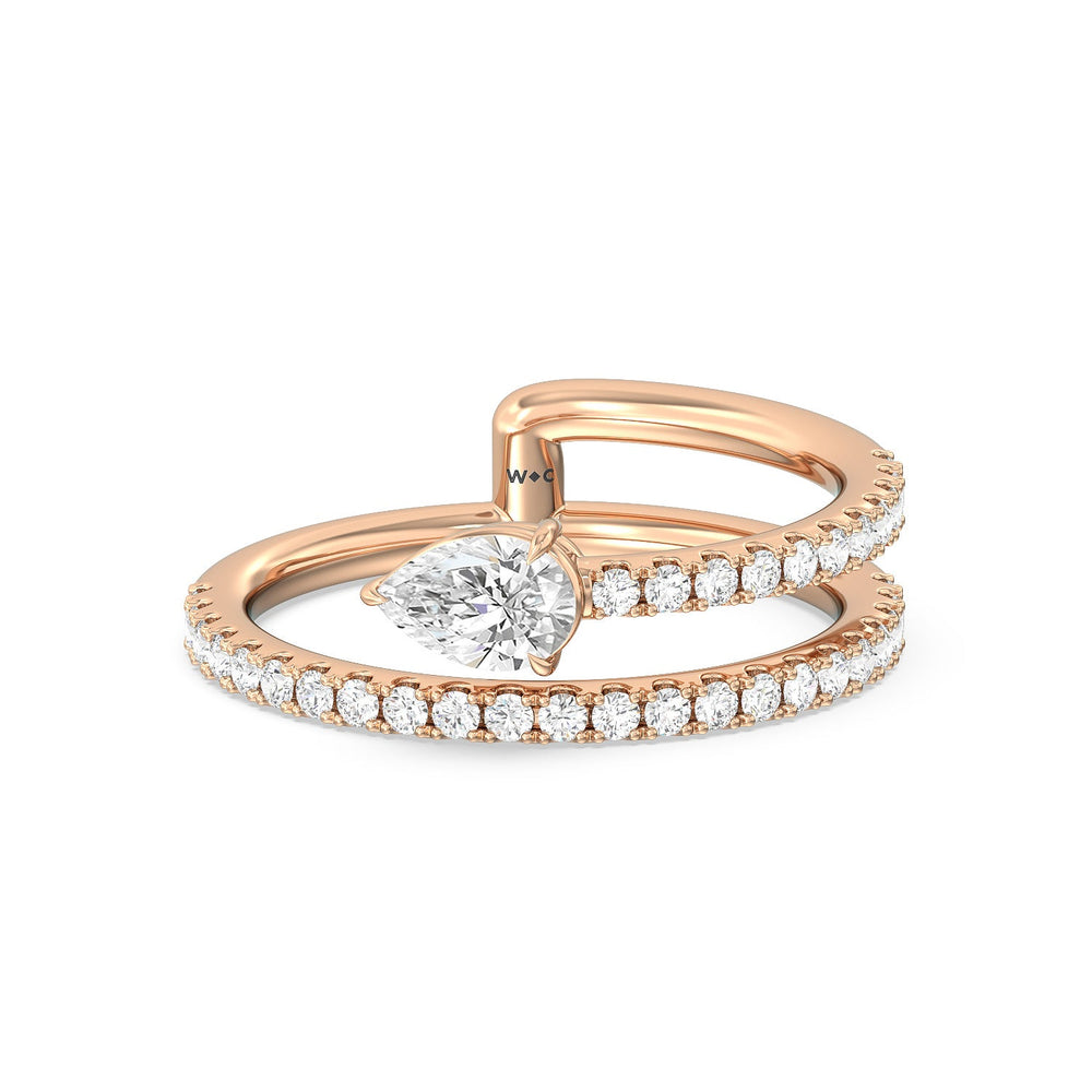 Tier and A Half Pear Ring with 14KT Rose Gold / Lab / 3/4 Cut Diamond in 14KT Rose Gold / Lab / 3/4 view 1
