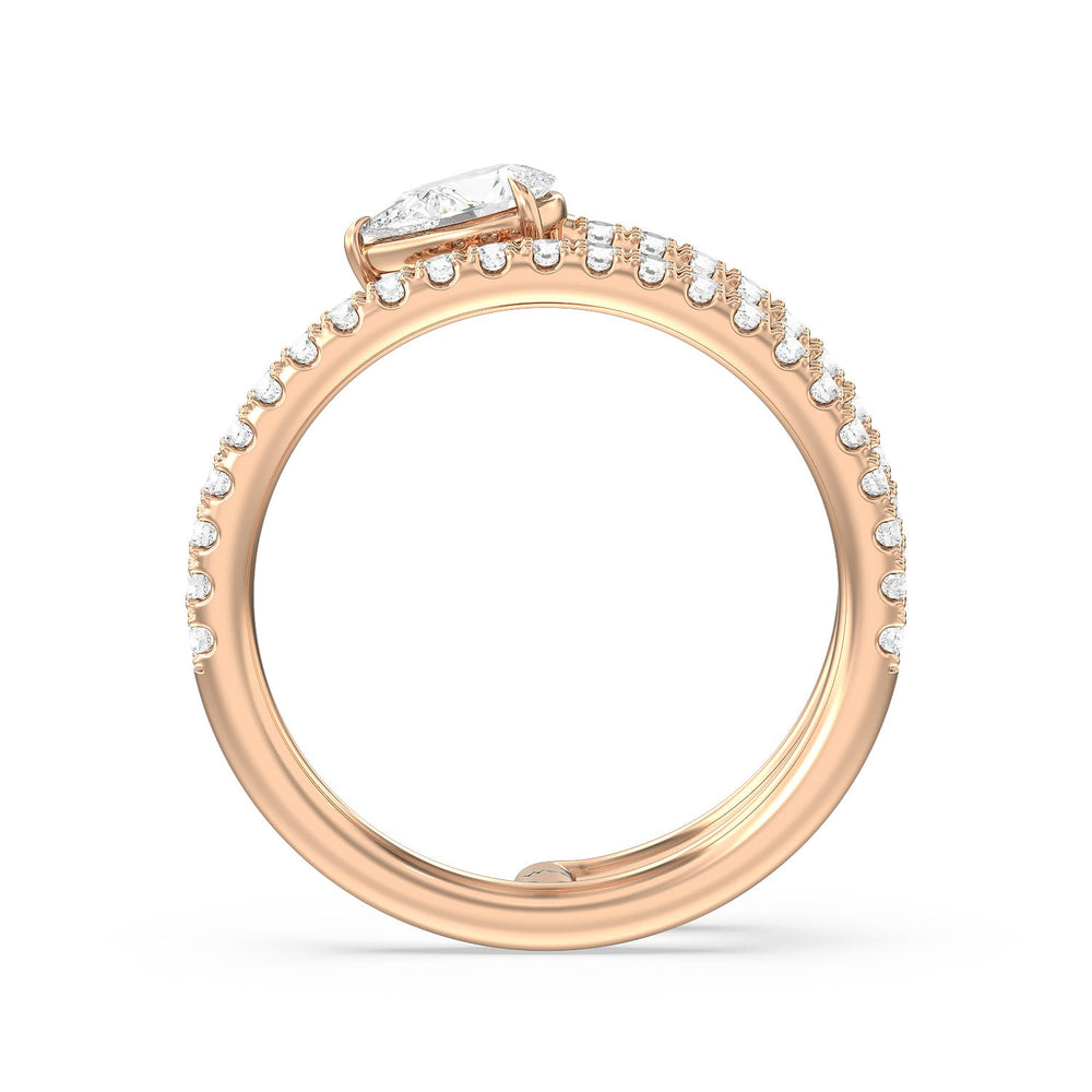 Tier and A Half Pear Ring with 14KT Rose Gold / Lab / 3/4 Cut Diamond in 14KT Rose Gold / Lab / 3/4 view 2

