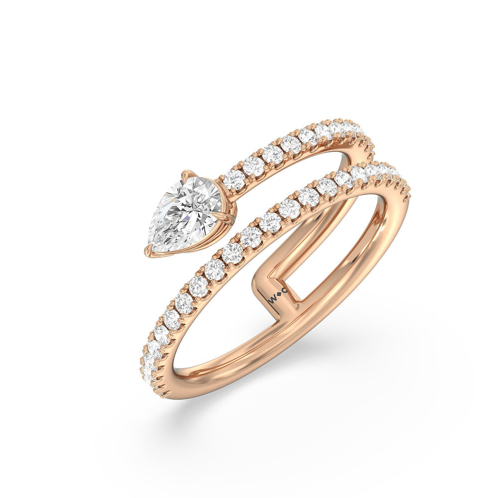 Tier and A Half Pear Ring with 14KT Rose Gold / Lab / 3/4 Cut Diamond in 14KT Rose Gold / Lab / 3/4 view 3
