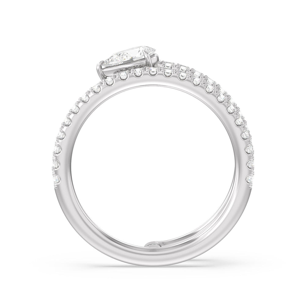 Tier and A Half Pear Ring with 14KT White Gold / Lab / 3/4 Cut Diamond in 14KT White Gold / Lab / 3/4 view 2
