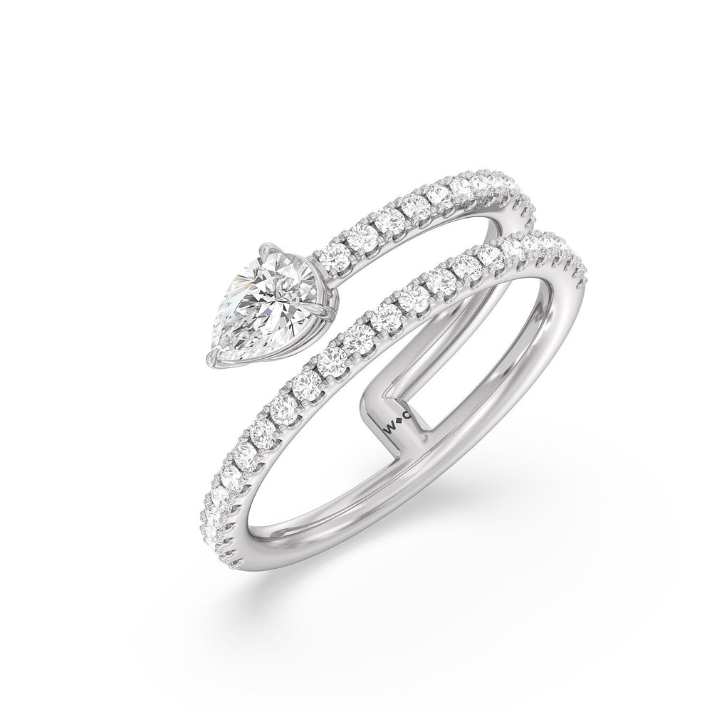 Tier and A Half Pear Ring with 14KT White Gold / Lab / 3/4 Cut Diamond in 14KT White Gold / Lab / 3/4 view 3
