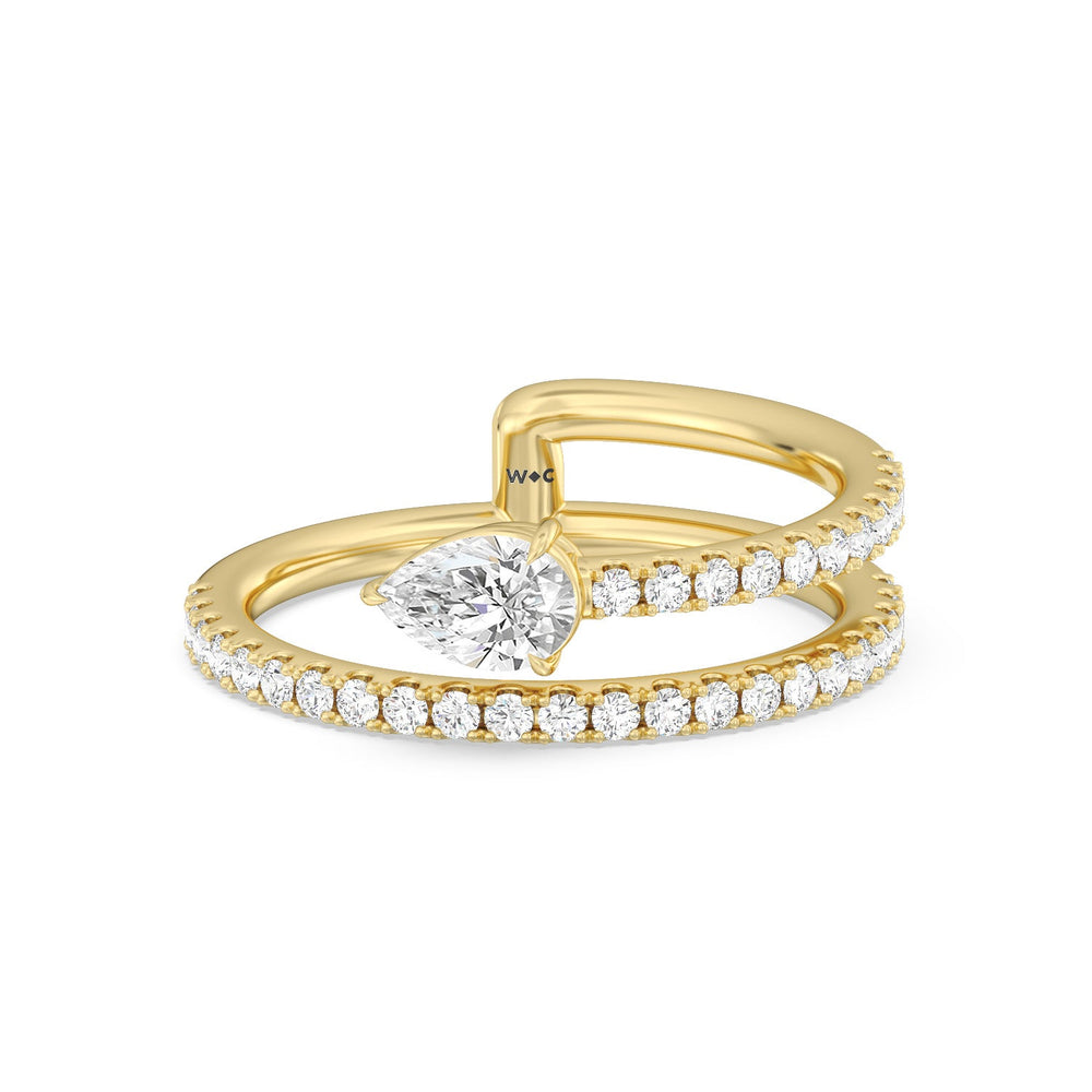 Tier and A Half Pear Ring with 14KT Yellow Gold / Lab / 3/4 Cut Diamond in 14KT Yellow Gold / Lab / 3/4 view 1
