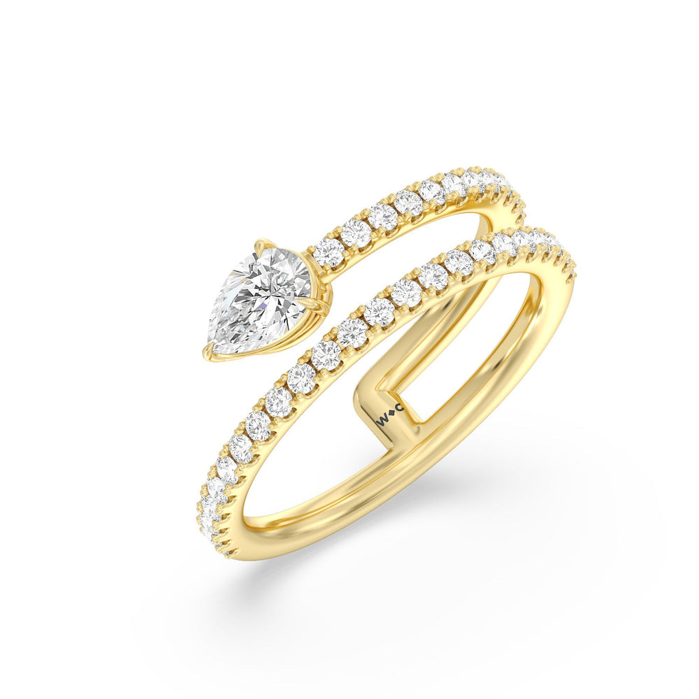 Tier and A Half Pear Ring with 14KT Yellow Gold / Lab / 3/4 Cut Diamond in 14KT Yellow Gold / Lab / 3/4 view 3
