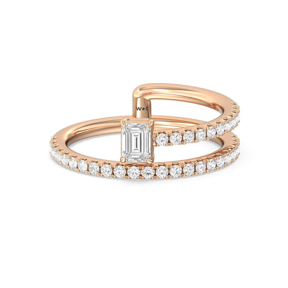 Tier and A Half Emerald Ring with 14KT Rose Gold / Lab / 3/4 Cut Diamond in 14KT Rose Gold / Lab / 3/4 view 1
