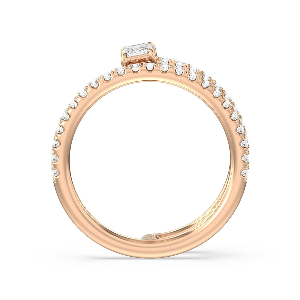 Tier and A Half Emerald Ring with 14KT Rose Gold / Lab / 3/4 Cut Diamond in 14KT Rose Gold / Lab / 3/4 view 2
