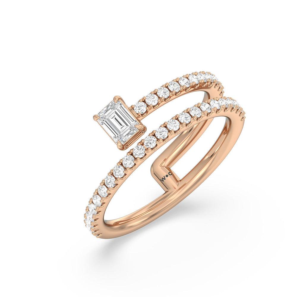 Tier and A Half Emerald Ring with 14KT Rose Gold / Lab / 3/4 Cut Diamond in 14KT Rose Gold / Lab / 3/4 view 3
