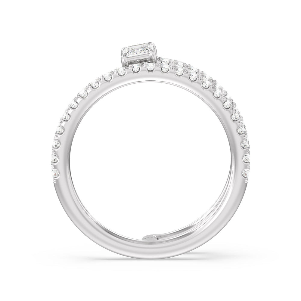 Tier and A Half Emerald Ring with 14KT White Gold / Lab / 3/4 Cut Diamond in 14KT White Gold / Lab / 3/4 view 2
