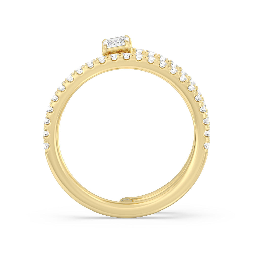 Tier and A Half Emerald Ring with 14KT Yellow Gold / Lab / 3/4 Cut Diamond in 14KT Yellow Gold / Lab / 3/4 view 2
