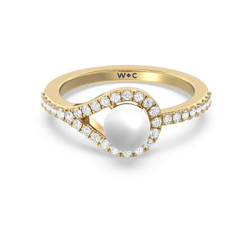 Pearl Ring With Lab Diamond Loop Shank