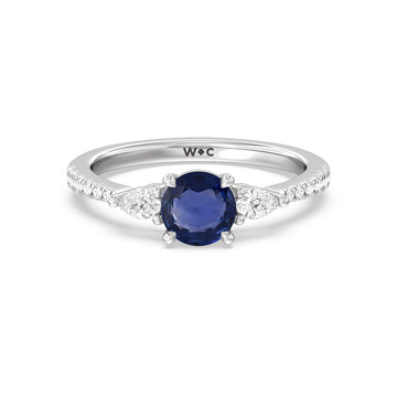 Sapphire Classic Solitaire Three Stone Ring